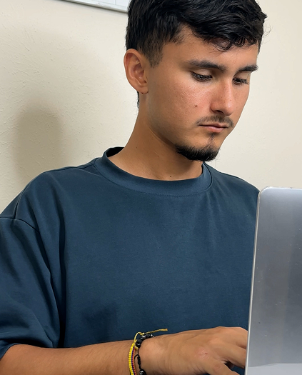 A man working on a laptop